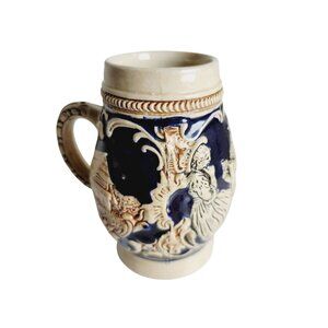 Vintage German Beer Stein Blue Cream Stoneware Marzi and Remy Beer Mug Marked